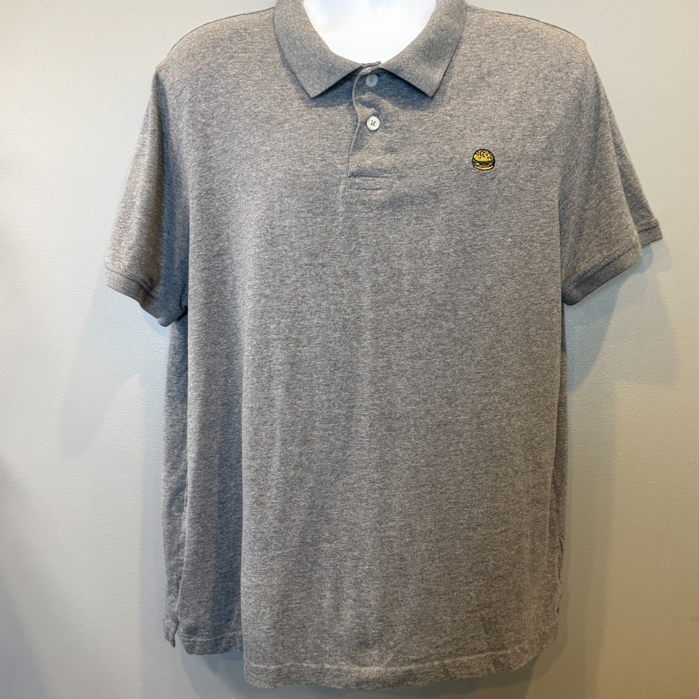 Roebuck & Co Heritage Supply Gray Polo Shirt XL Embroidered Burger Logo Casual